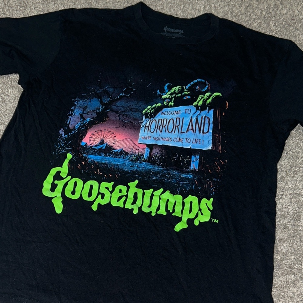 Goosebumps Welcome To Horrorland Black Graphic Tee - Horrorland Design
